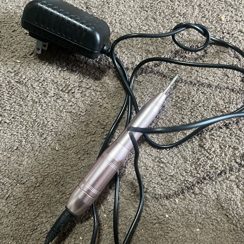 Pink Electric Nail Drill with Power Adapter